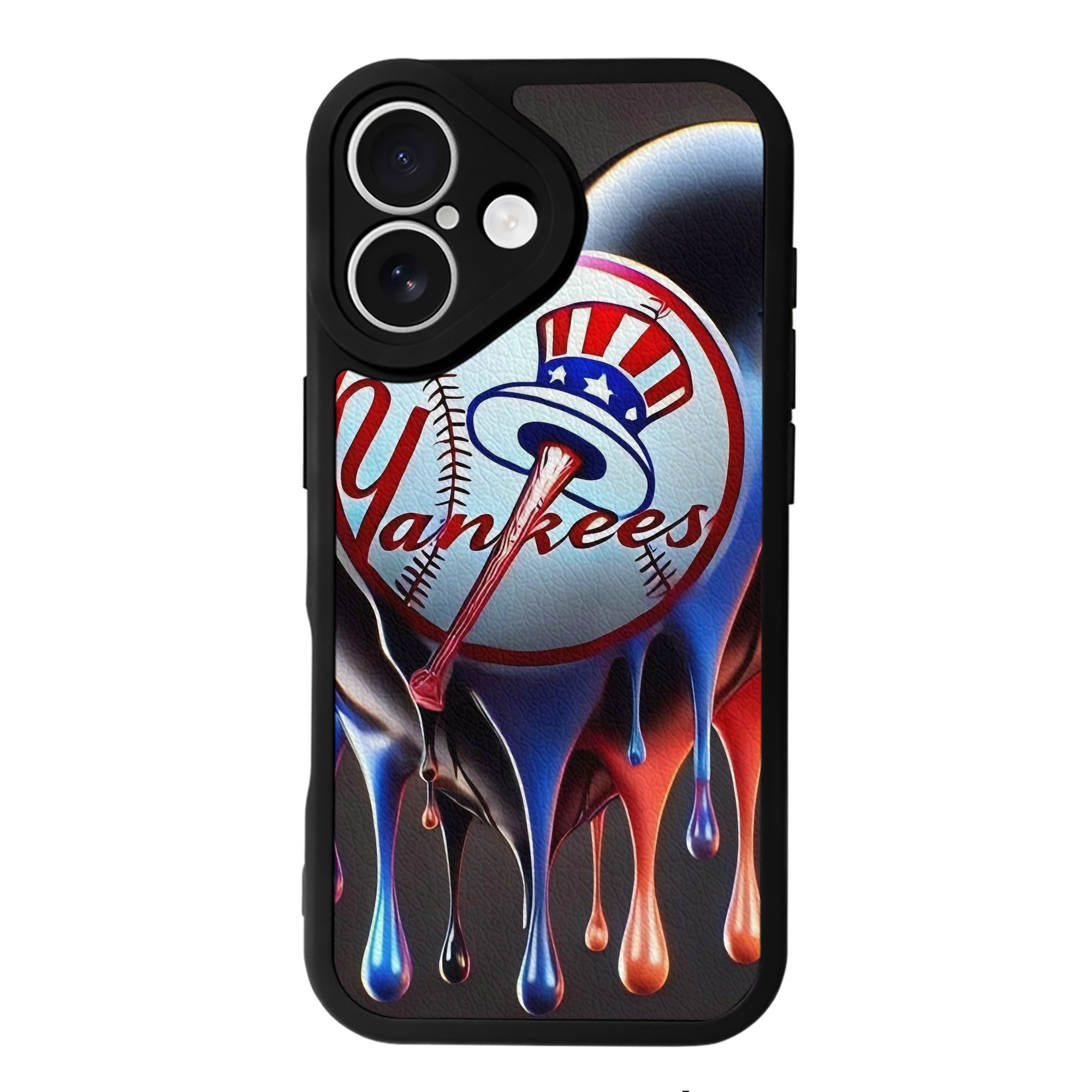 New York Yankees Heart IPhone 16 Silicone Leather Case – UV Print, Lambskin Texture – Perfect Fit, Wireless Charging Compatible, Scratch Resistant, Precise Cutouts – Stylish Protection For IPhone 16